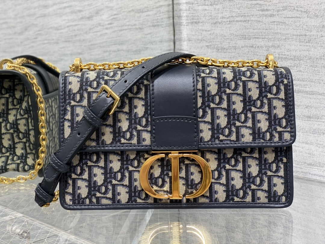 Dior 30 Montaigne Chain Bag M9208 Blue Dior Oblique Jacquard