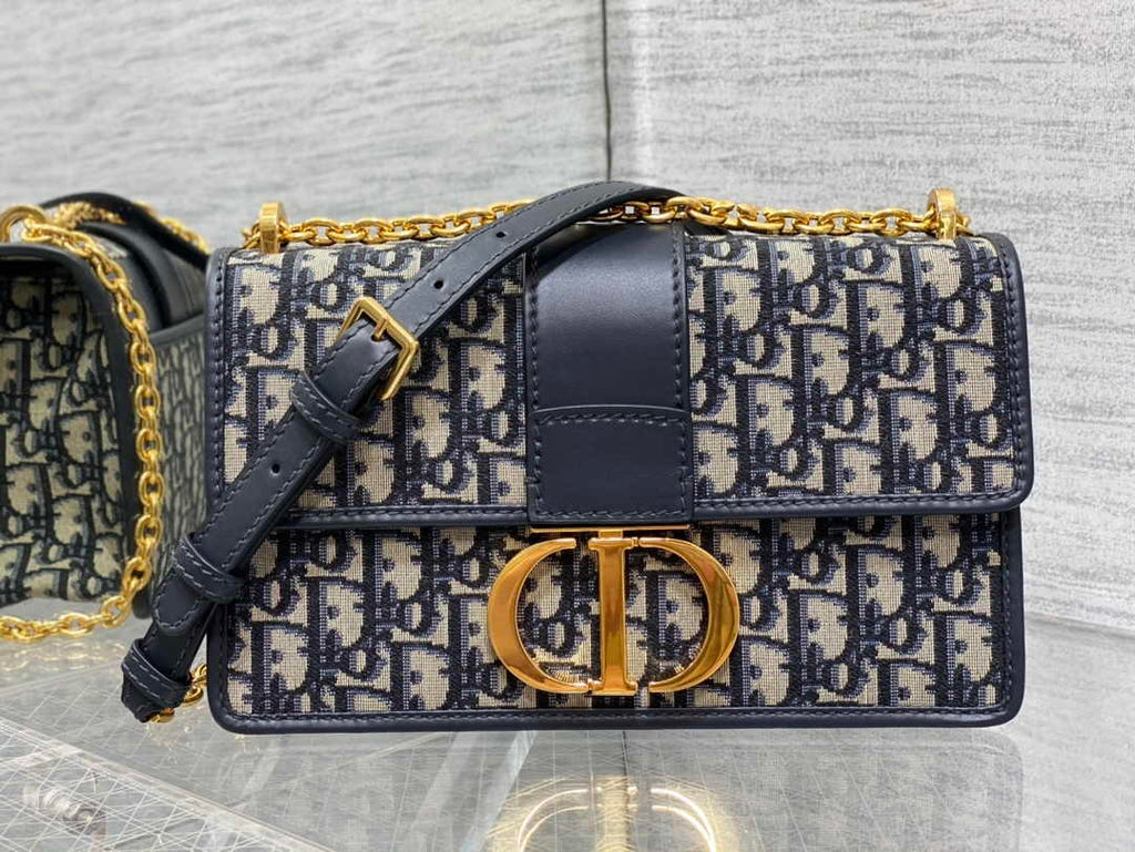 Dior 30 Montaigne Chain Bag M9208 Blue Dior Oblique Jacquard