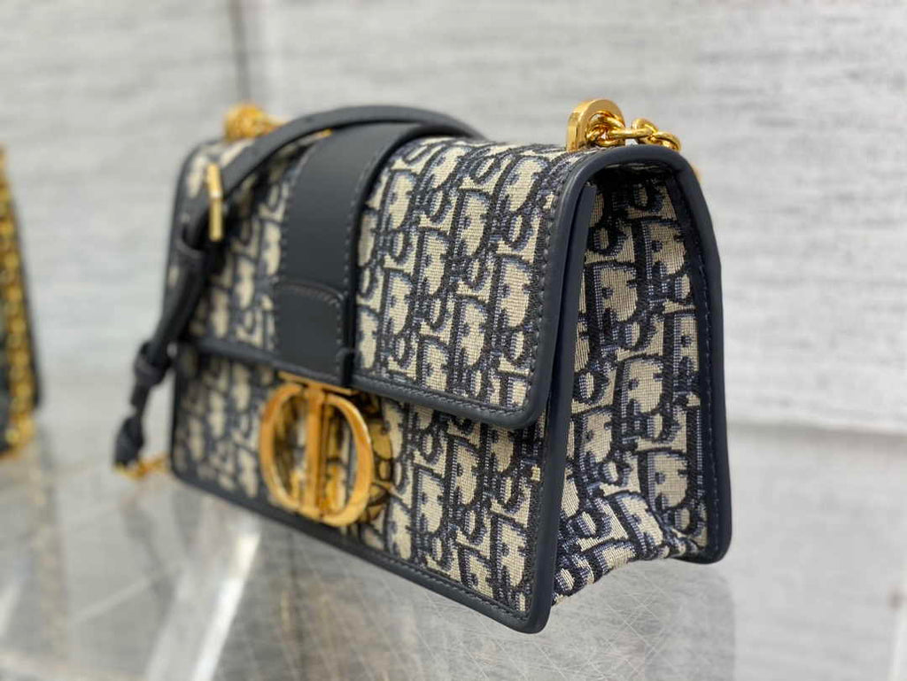 Dior 30 Montaigne Chain Bag M9208 Blue Dior Oblique Jacquard