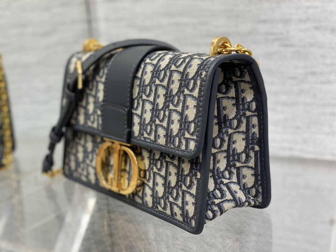Dior 30 Montaigne Chain Bag M9208 Blue Dior Oblique Jacquard