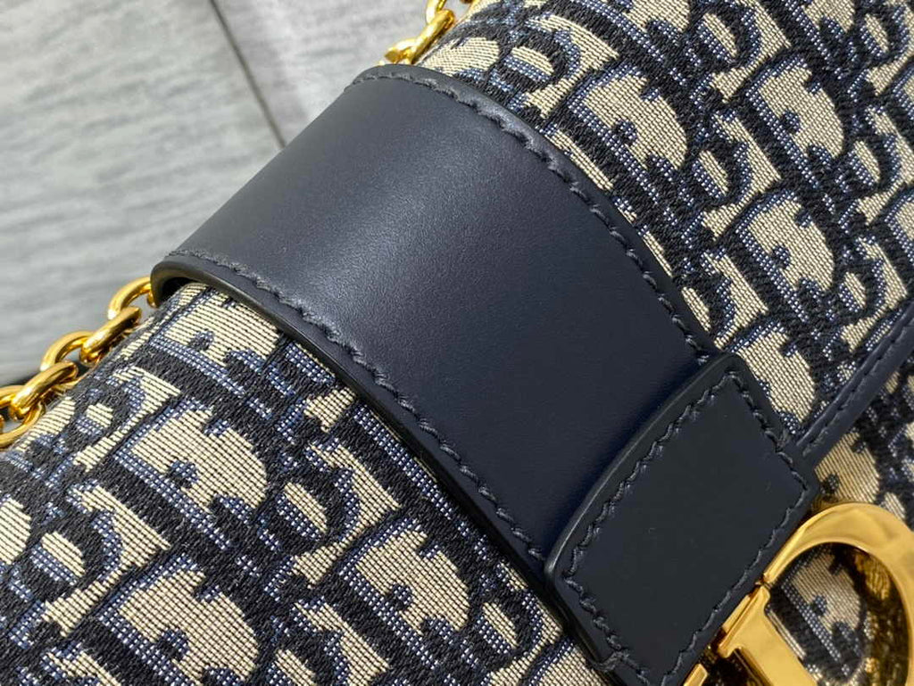 Dior 30 Montaigne Chain Bag M9208 Blue Dior Oblique Jacquard