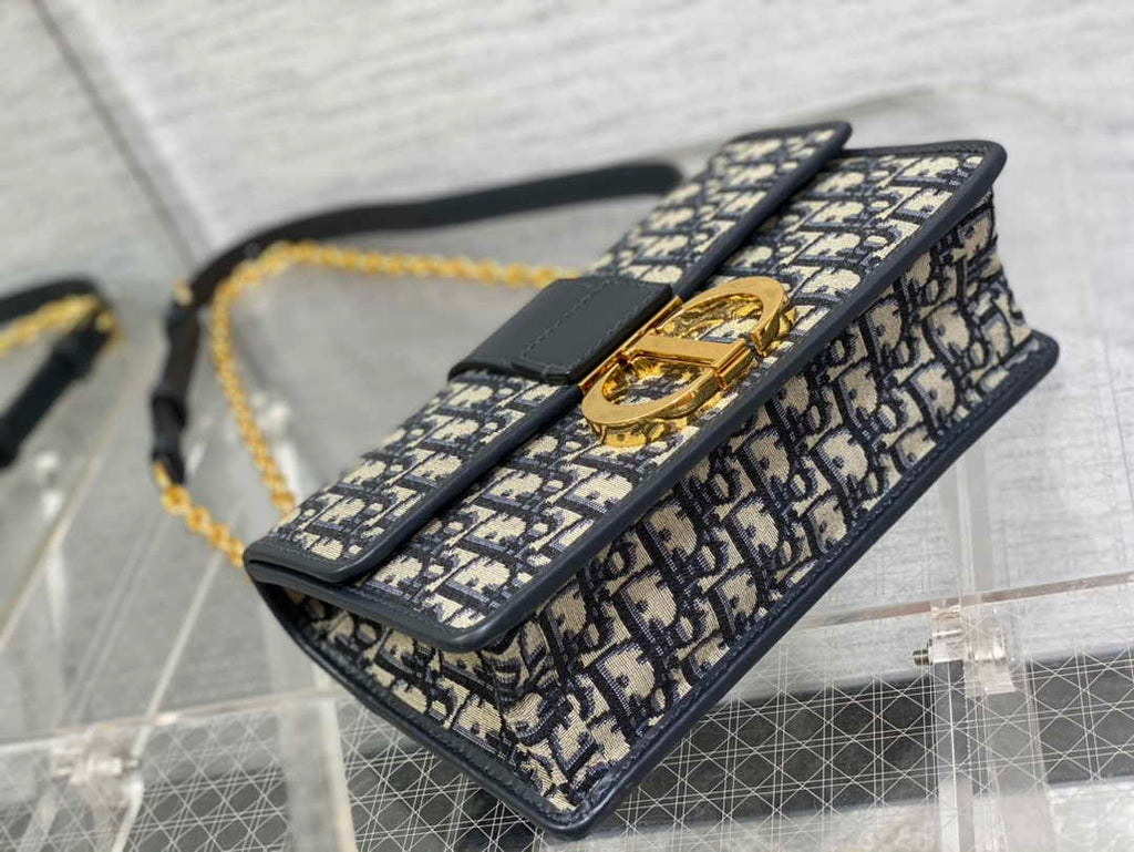Dior 30 Montaigne Chain Bag M9208 Blue Dior Oblique Jacquard