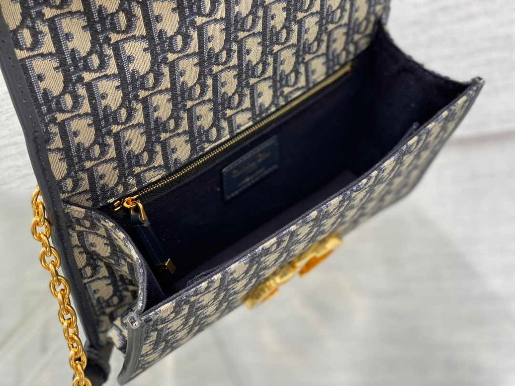 Dior 30 Montaigne Chain Bag M9208 Blue Dior Oblique Jacquard