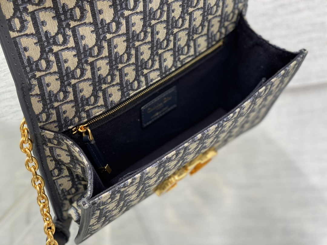 Dior 30 Montaigne Chain Bag M9208 Blue Dior Oblique Jacquard