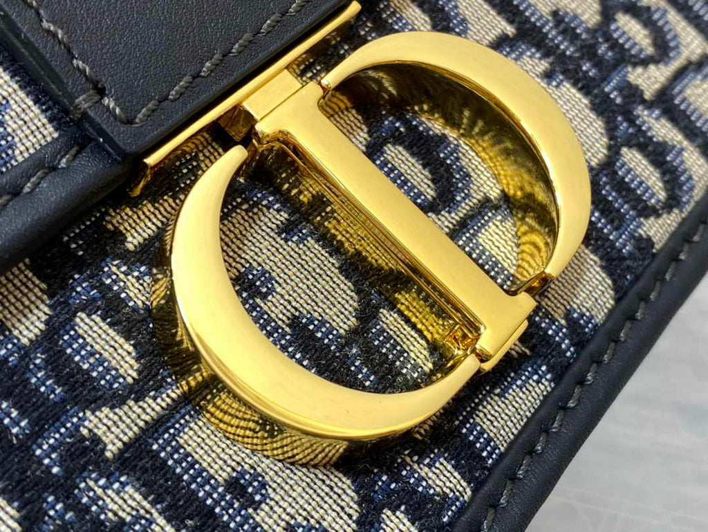 Dior 30 Montaigne East-West Bag with Chain Blue Oblique Jacquard - Default Title - View 9