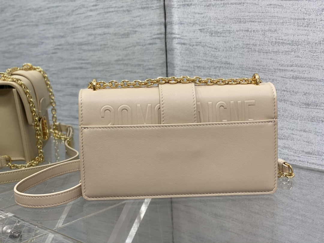 Dior 30 Montaigne East-West Bag with Chain M9334 Beige Calfskin