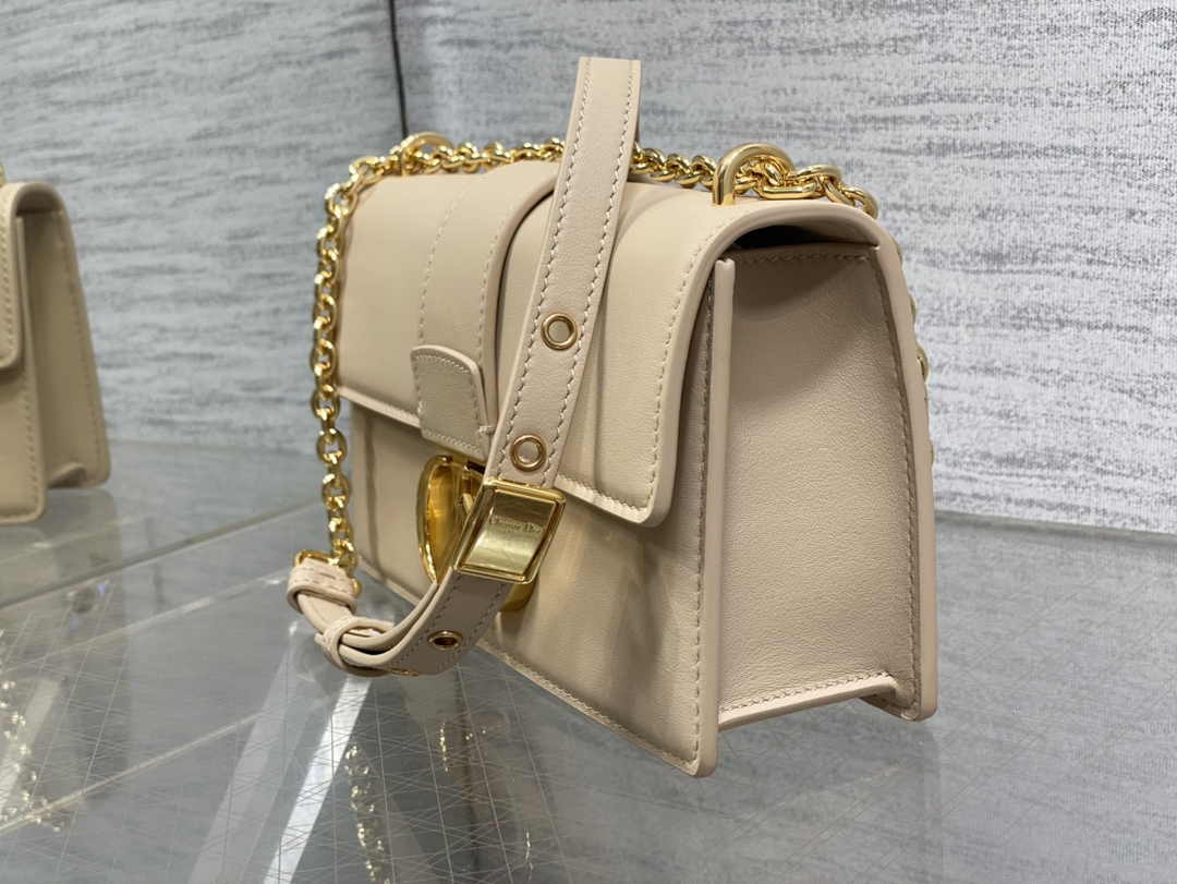 Dior 30 Montaigne East-West Bag with Chain M9334 Beige Calfskin