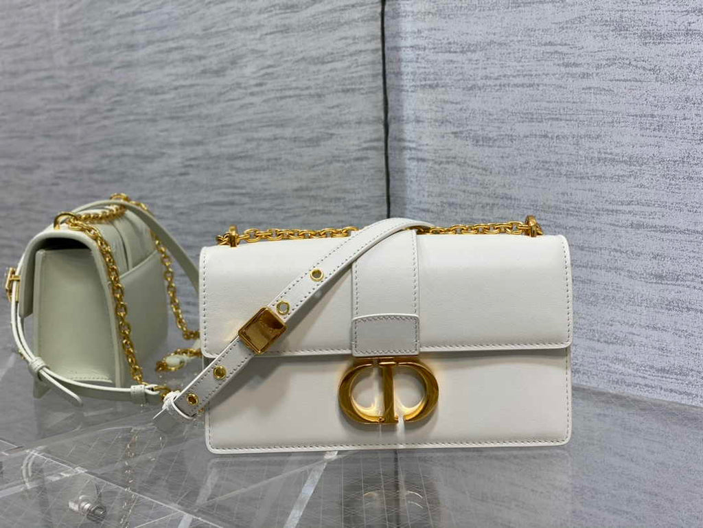 Dior 30 Montaigne East-West Bag with Chain M9334 White Calfskin