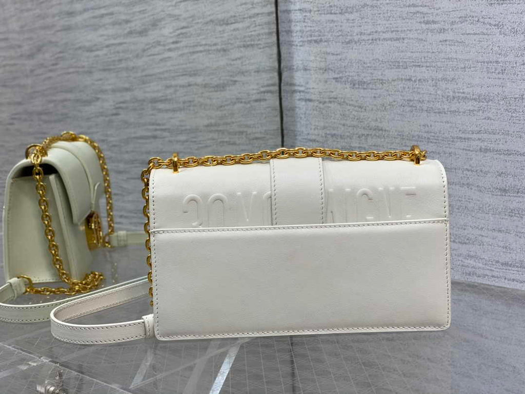 Dior 30 Montaigne East-West Bag with Chain M9334 White Calfskin