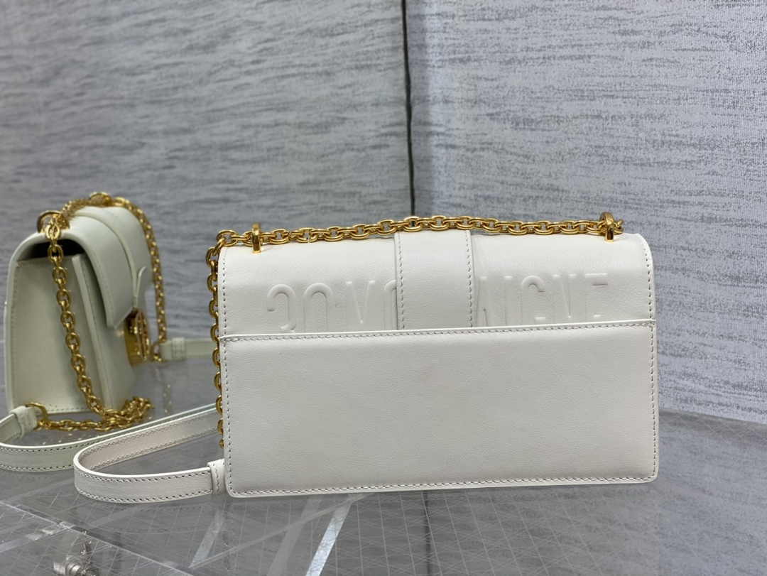 Dior 30 Montaigne East-West Bag with Chain M9334 White Calfskin