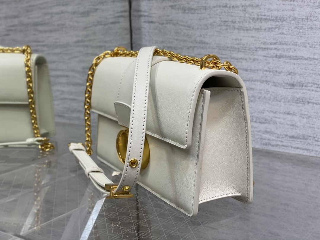 Dior 30 Montaigne East-West Bag with Chain M9334 White Calfskin