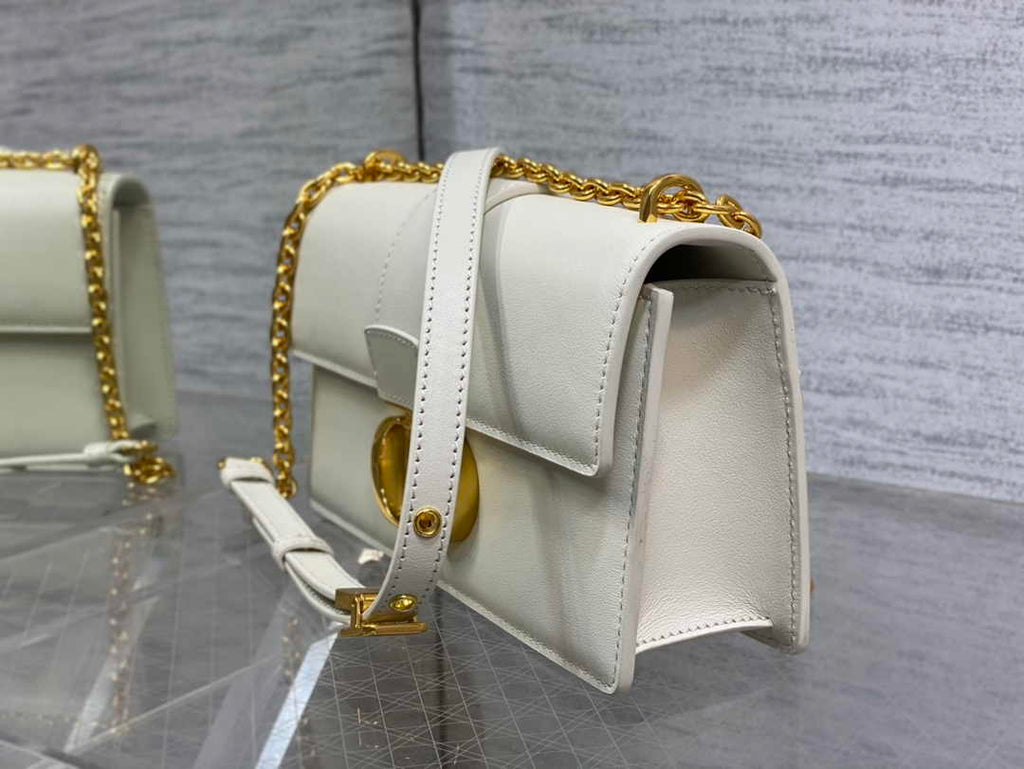 Dior 30 Montaigne East-West Bag with Chain M9334 White Calfskin
