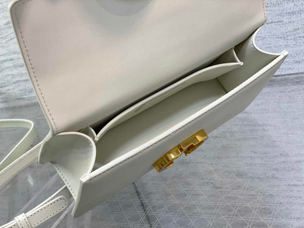 Dior 30 Montaigne East-West Bag with Chain M9334 White Calfskin