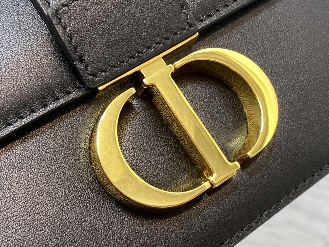 Dior 30 Montaigne East-West Bag with Chain M9334 Black Calfskin