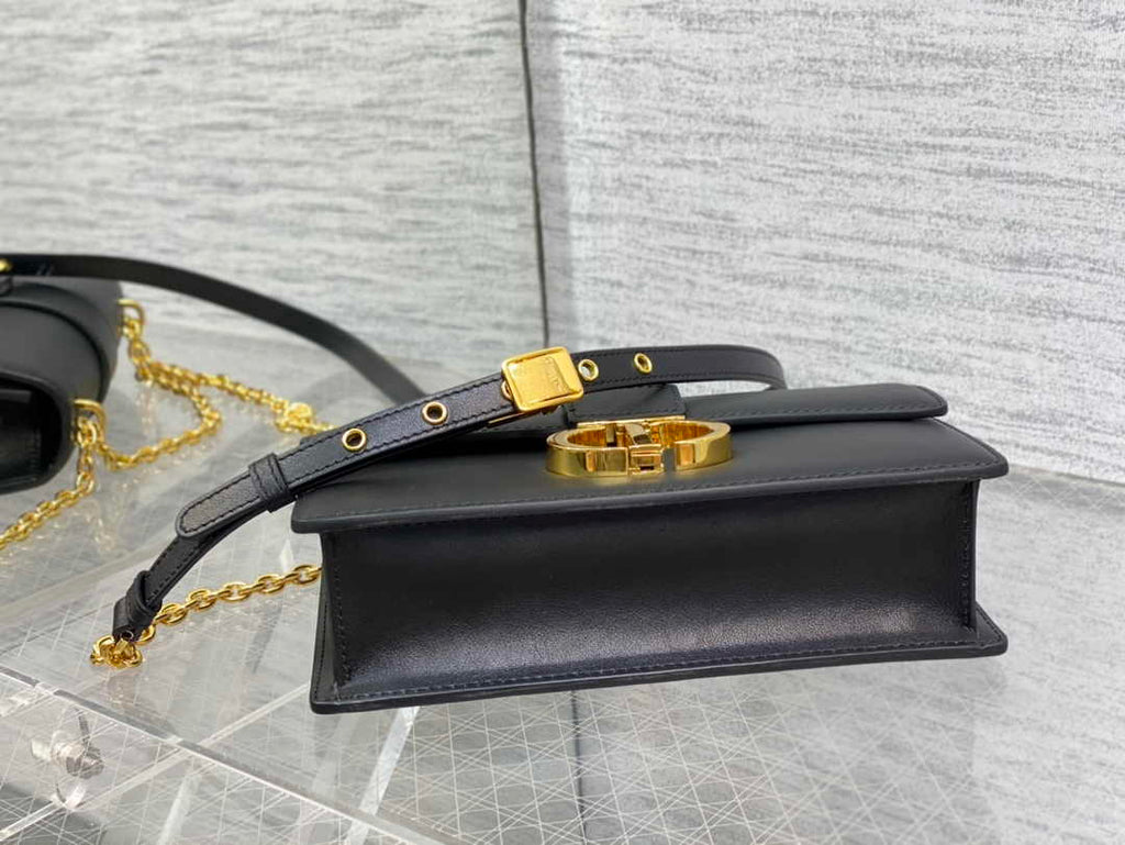 Dior 30 Montaigne East-West Bag with Chain M9334 Black Calfskin