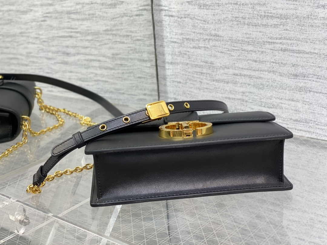 Dior 30 Montaigne East-West Bag with Chain M9334 Black Calfskin