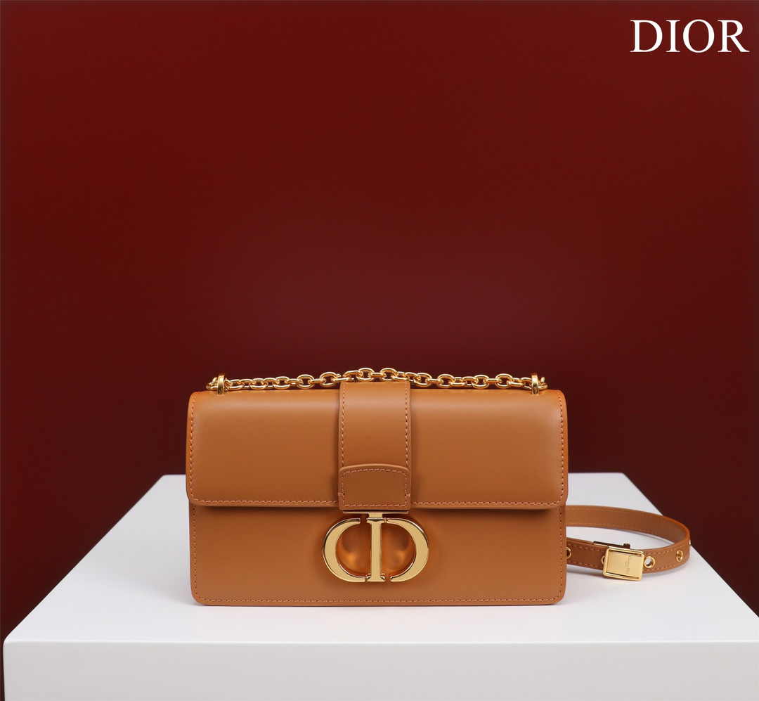 Dior 30 Montaigne East-West Bag with Chain M9334 Brown Calfskin