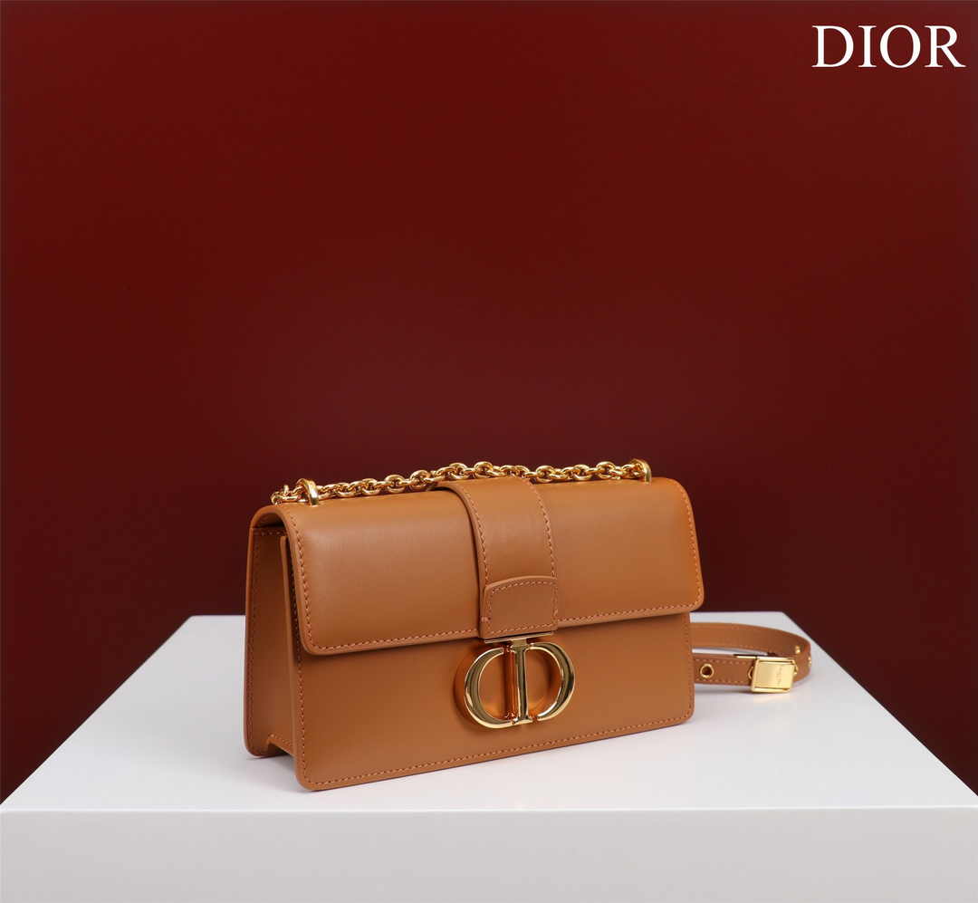Dior 30 Montaigne East-West Bag with Chain M9334 Brown Calfskin