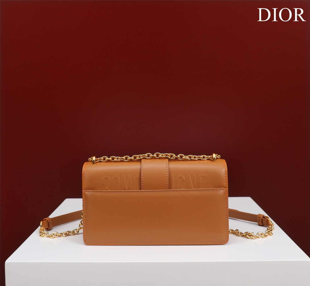 Dior 30 Montaigne East-West Bag with Chain M9334 Brown Calfskin