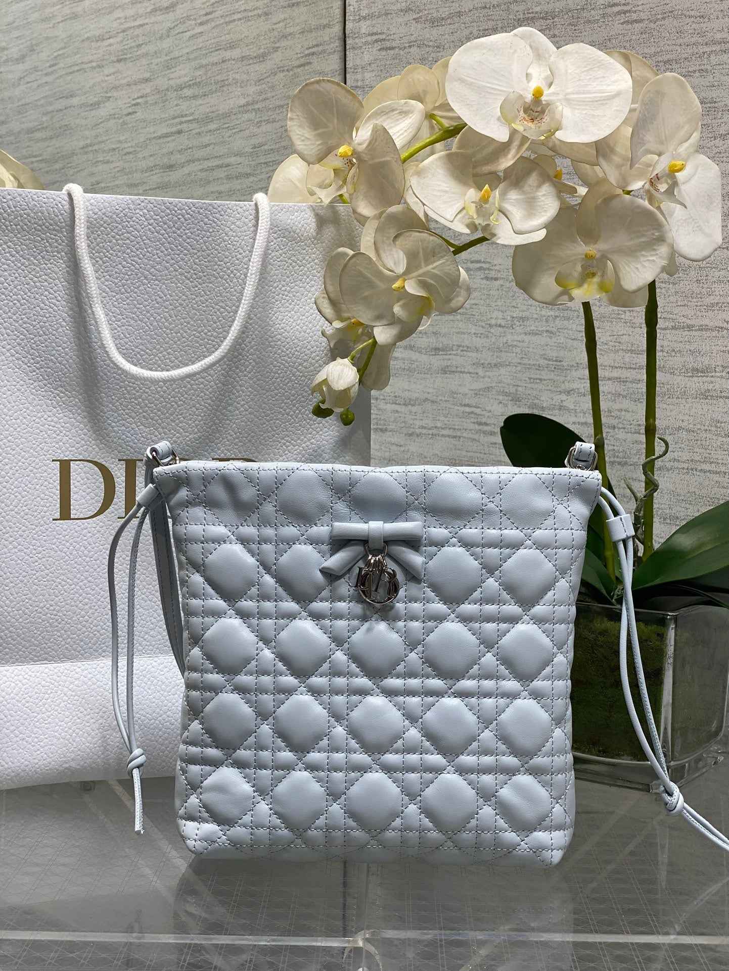 Dior Adiorable Mini Bucket Bag - S2611 - Ice Blue Cannage Lambskin - Default Title - View 1
