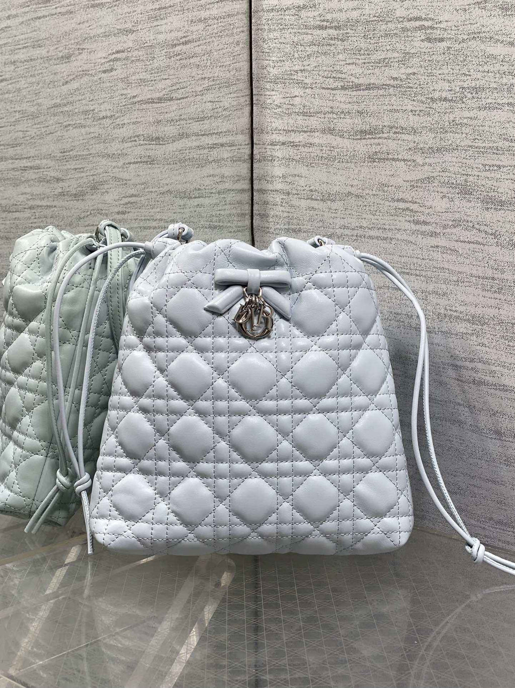 Dior Adiorable Mini Bucket Bag - S2611 - Ice Blue Cannage Lambskin - Default Title - View 3