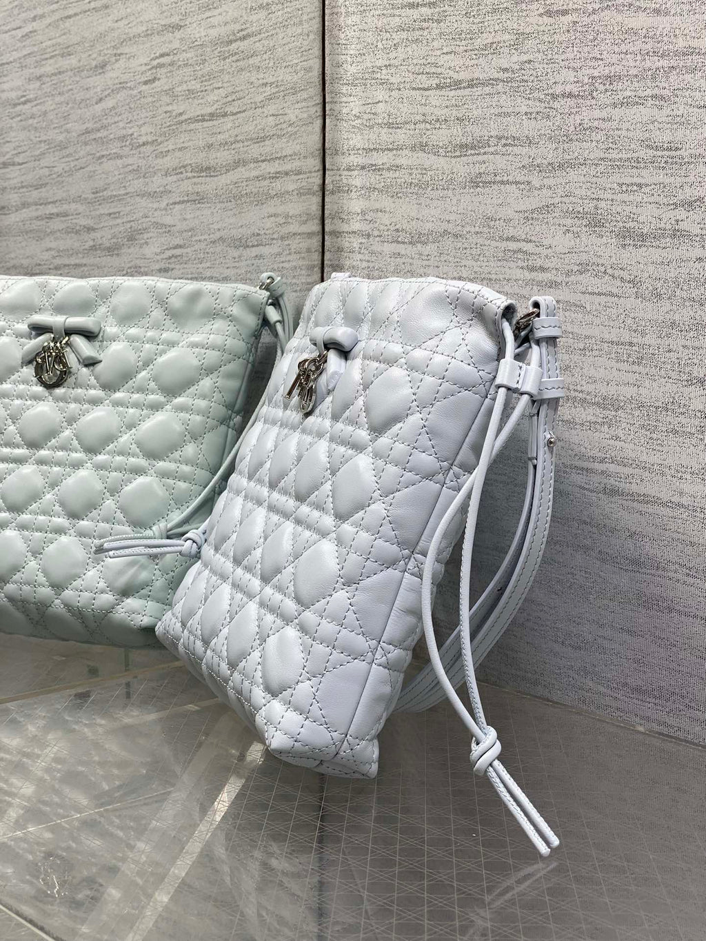 Dior Adiorable Mini Bucket Bag - S2611 - Ice Blue Cannage Lambskin - Default Title - View 7