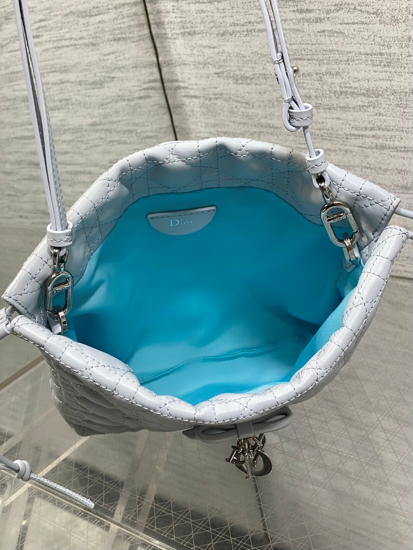 Dior Adiorable Mini Bucket Bag - S2611 - Ice Blue Cannage Lambskin - Default Title - View 9