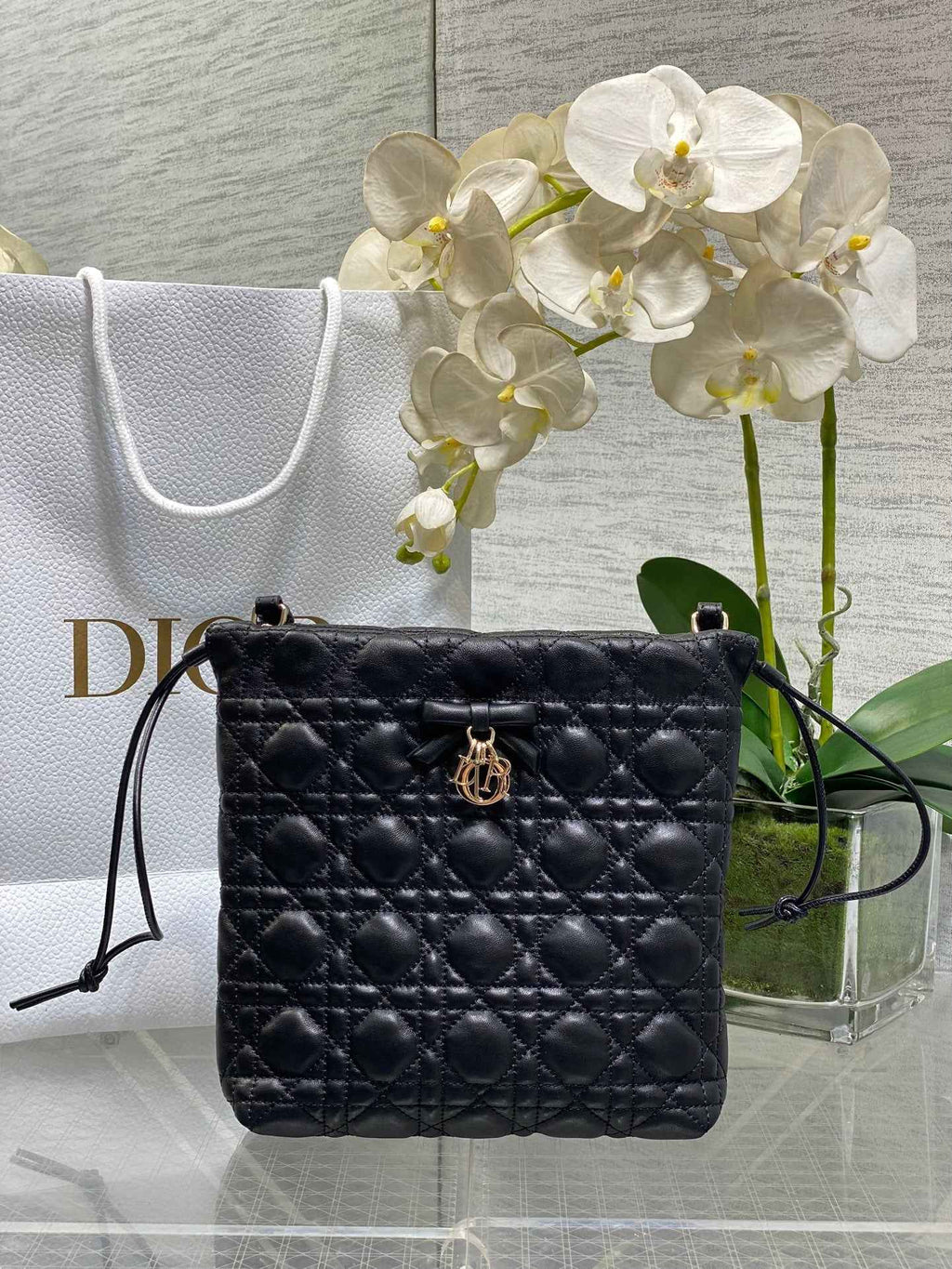 Dior Adiorable Mini Bucket Bag - S2611 - Black Cannage Lambskin - Default Title - View 1