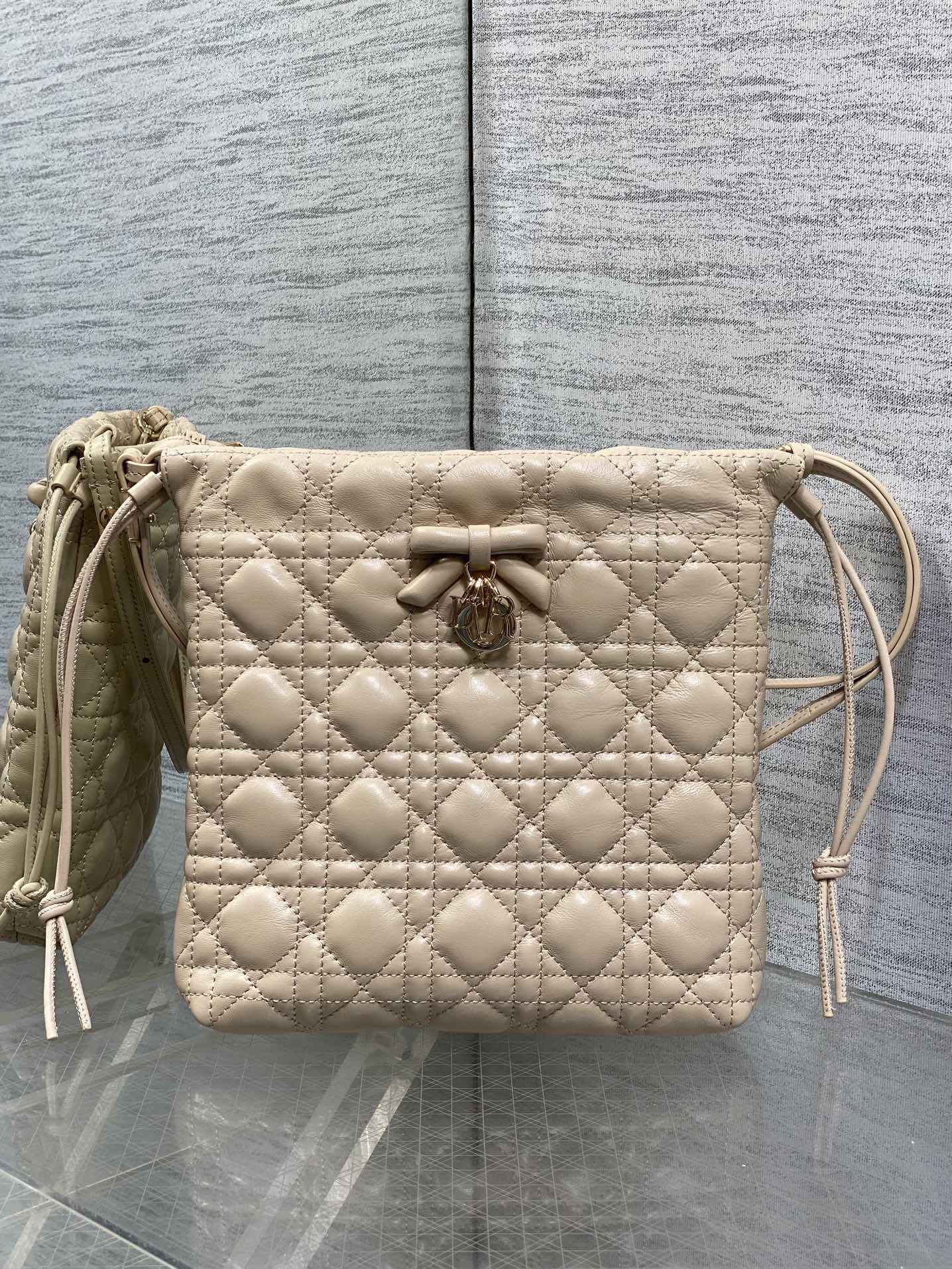 Dior Adiorable Mini Bucket Bag - S2611 - Apricot Cannage Lambskin - Default Title - View 2