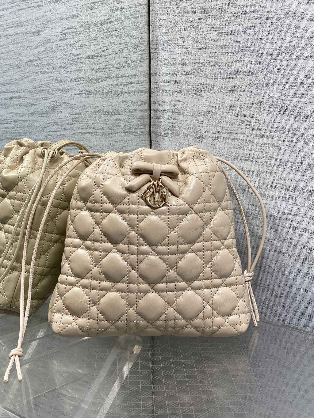 Dior Adiorable Mini Bucket Bag - S2611 - Apricot Cannage Lambskin - Default Title - View 3