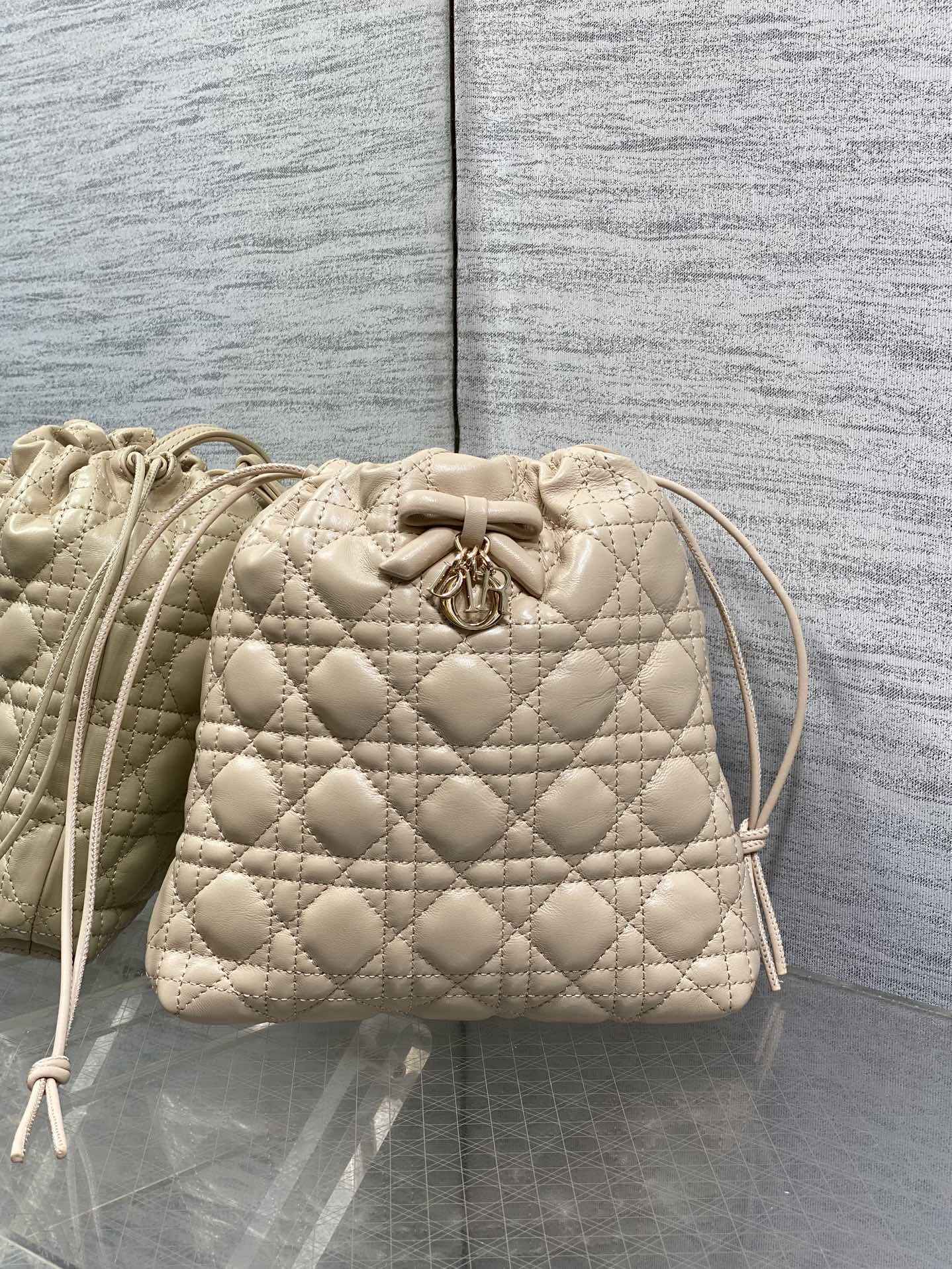 Dior Adiorable Mini Bucket Bag - S2611 - Apricot Cannage Lambskin - Default Title - View 3