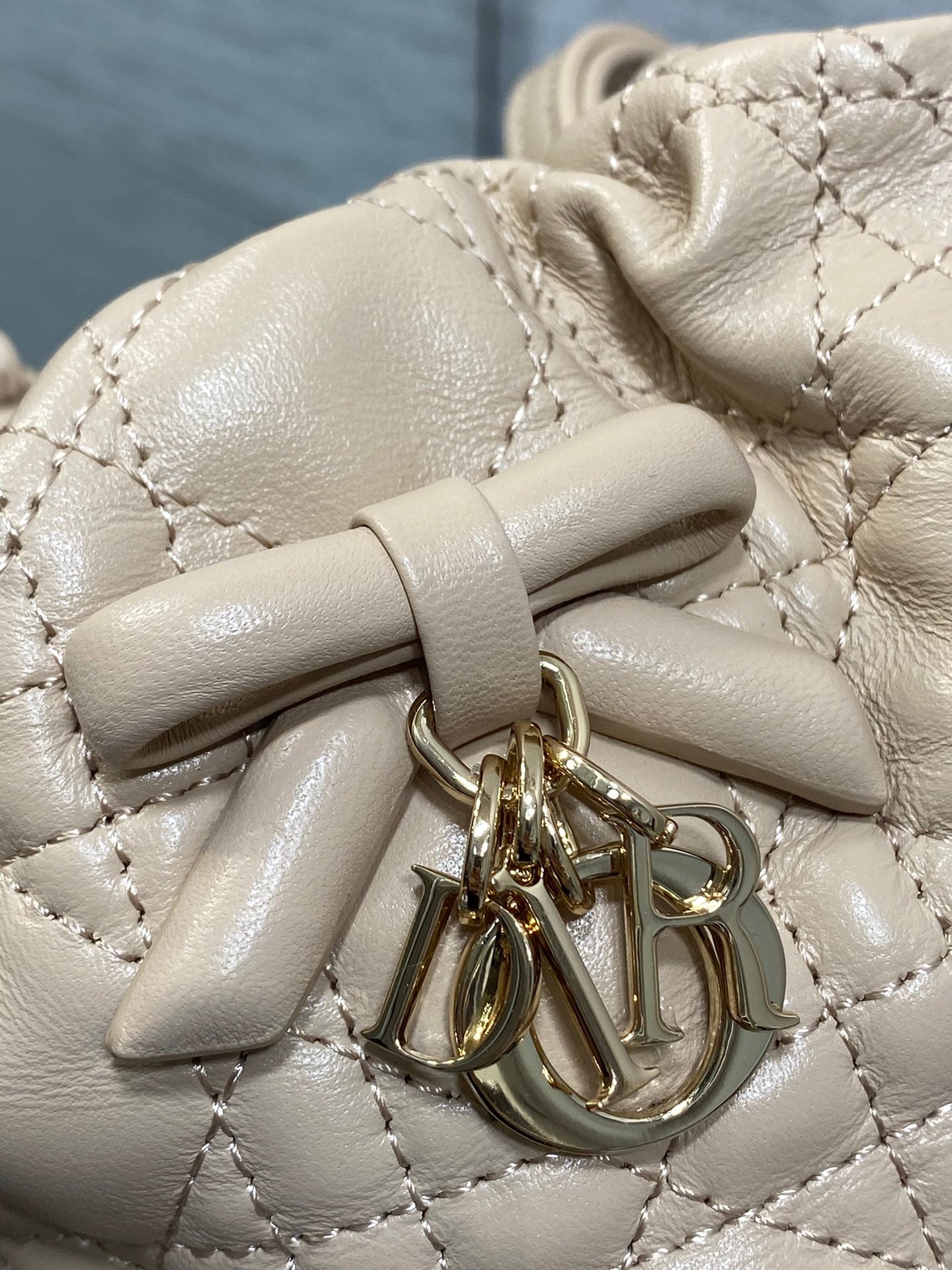 Dior Adiorable Mini Bucket Bag - S2611 - Apricot Cannage Lambskin - Default Title - View 4