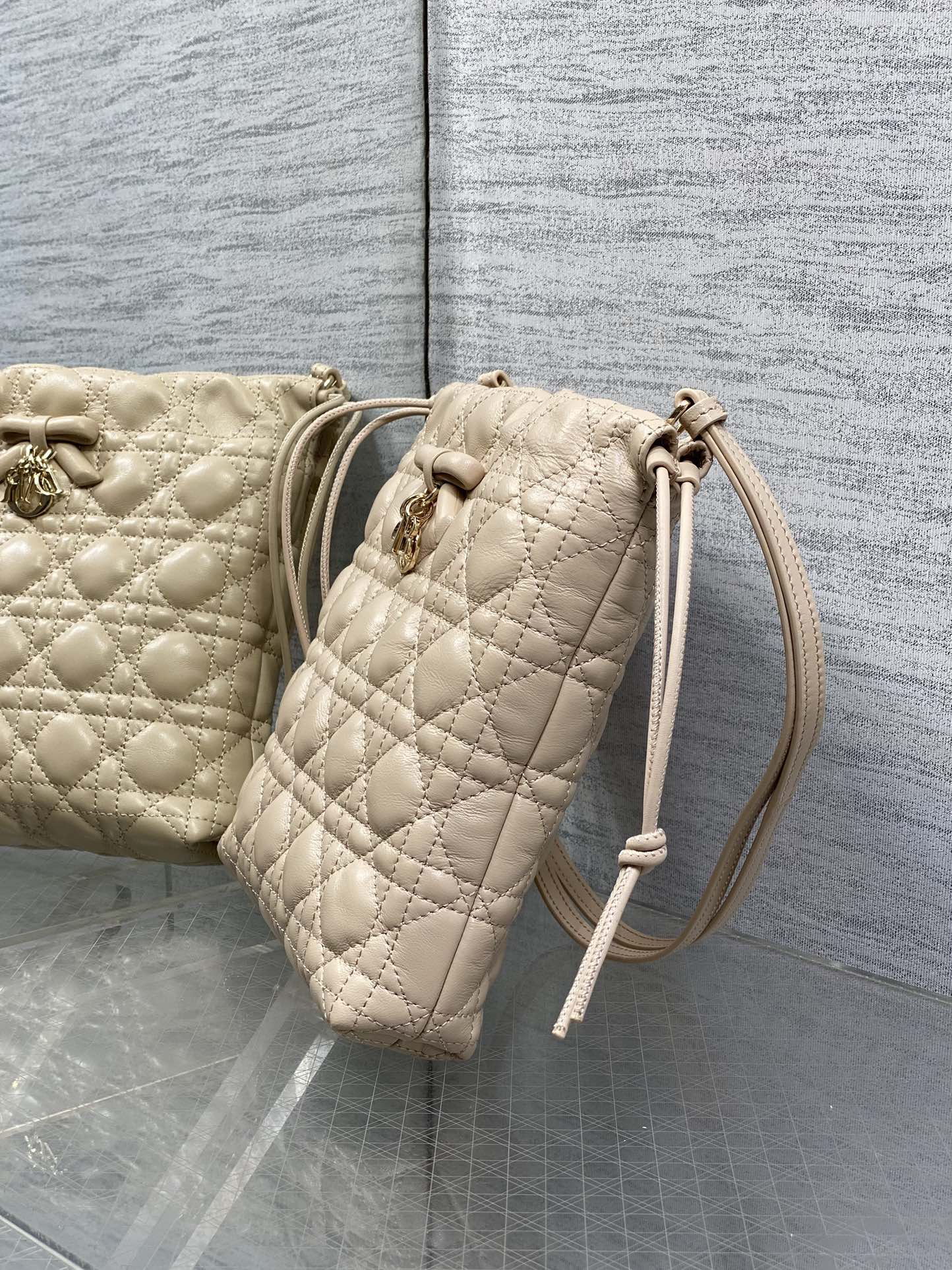 Dior Adiorable Mini Bucket Bag - S2611 - Apricot Cannage Lambskin - Default Title - View 7