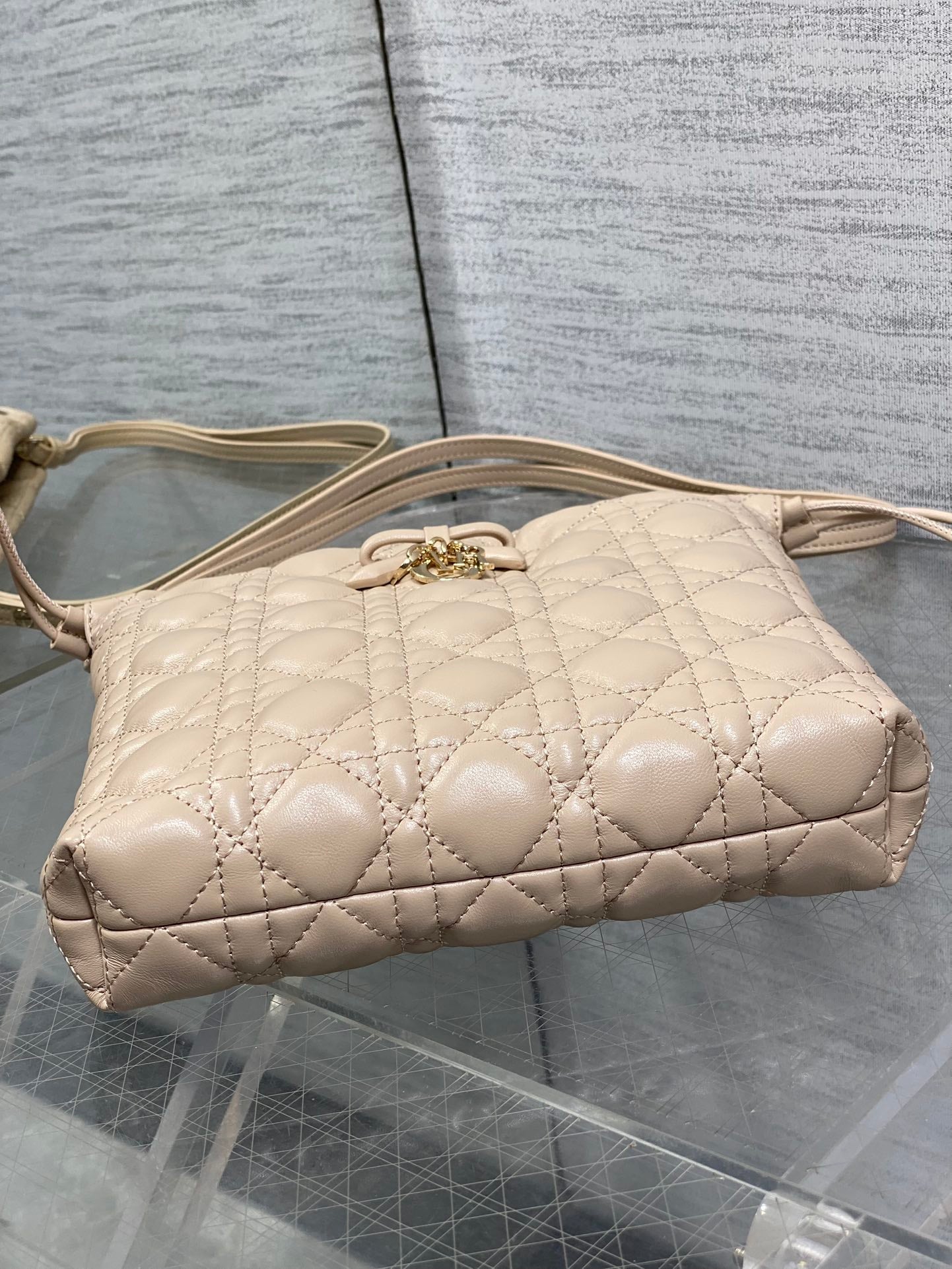 Dior Adiorable Mini Bucket Bag - S2611 - Apricot Cannage Lambskin - Default Title - View 8