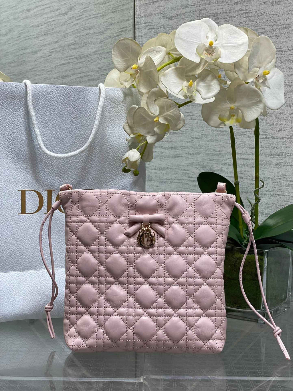 Dior Adiorable Mini Bucket Bag - S2611 - Soupir Pink Cannage Lambskin - Default Title - View 1