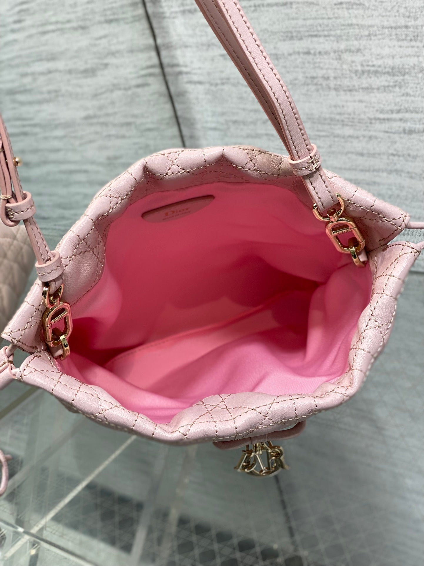 Dior Adiorable Mini Bucket Bag - S2611 - Soupir Pink Cannage Lambskin - Default Title - View 9
