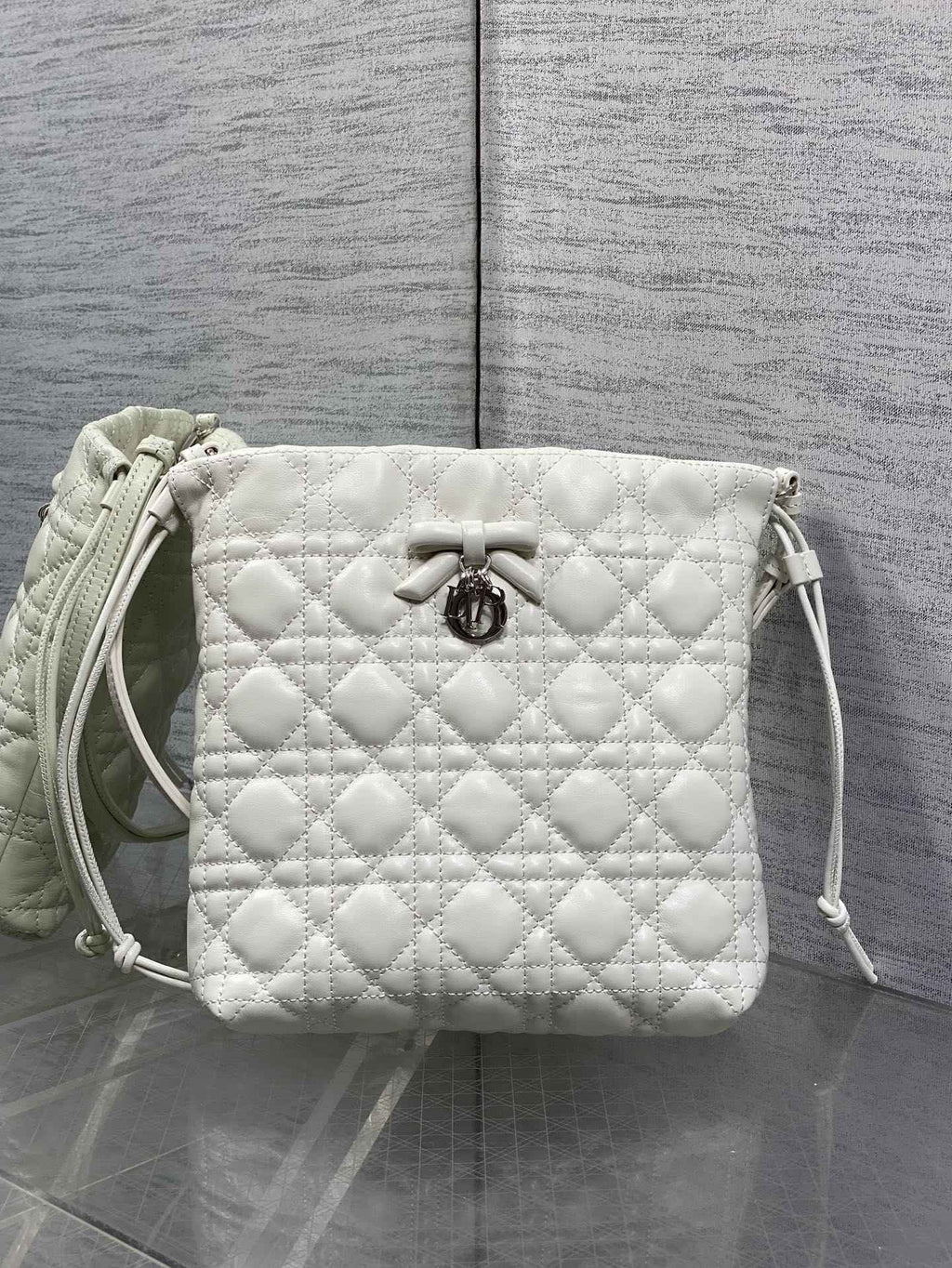 Dior Adiorable Mini Bucket Bag - S2611 - White Cannage Lambskin - Default Title - View 2