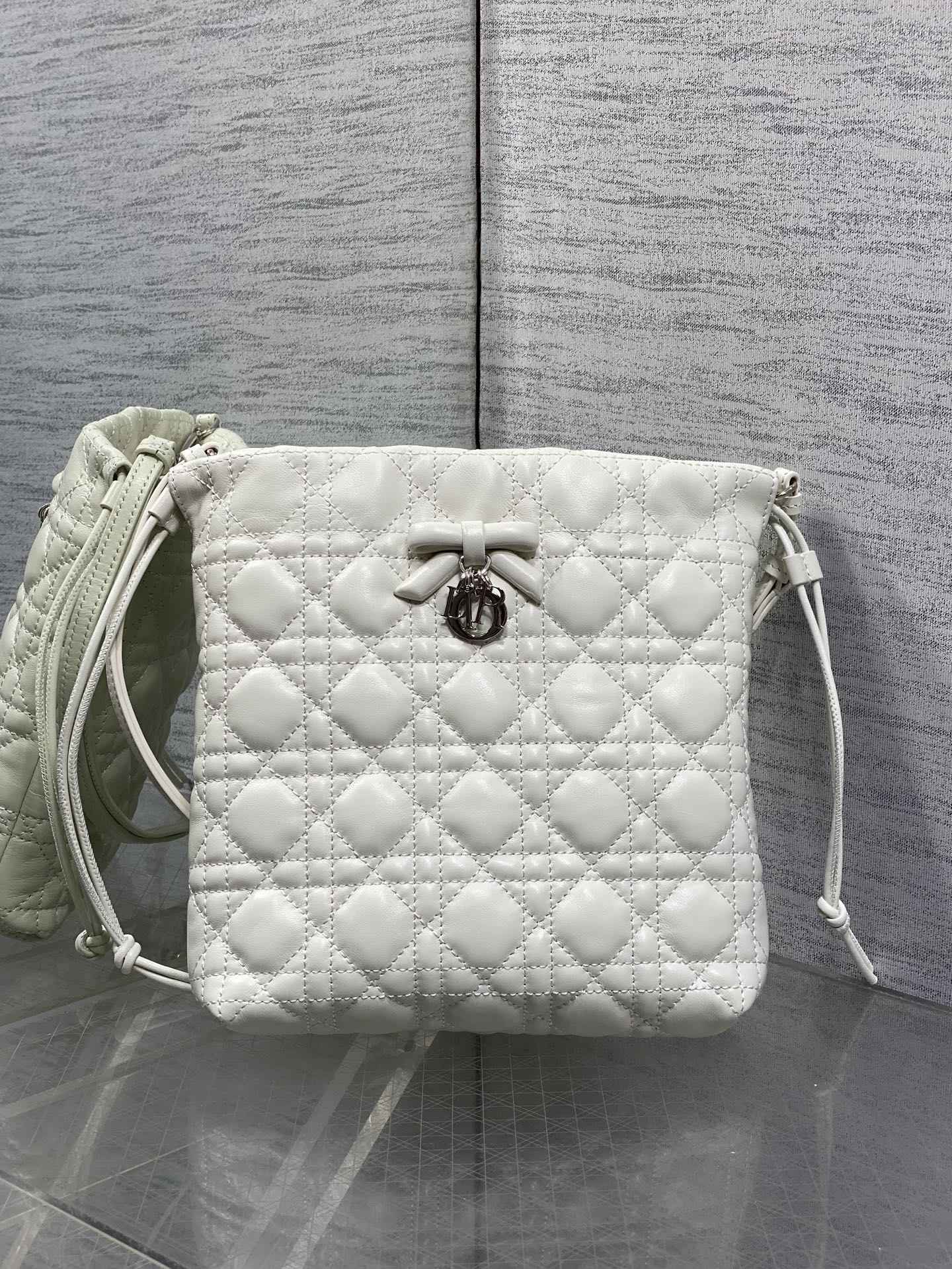 Dior Adiorable Mini Bucket Bag - S2611 - White Cannage Lambskin - Default Title - View 2