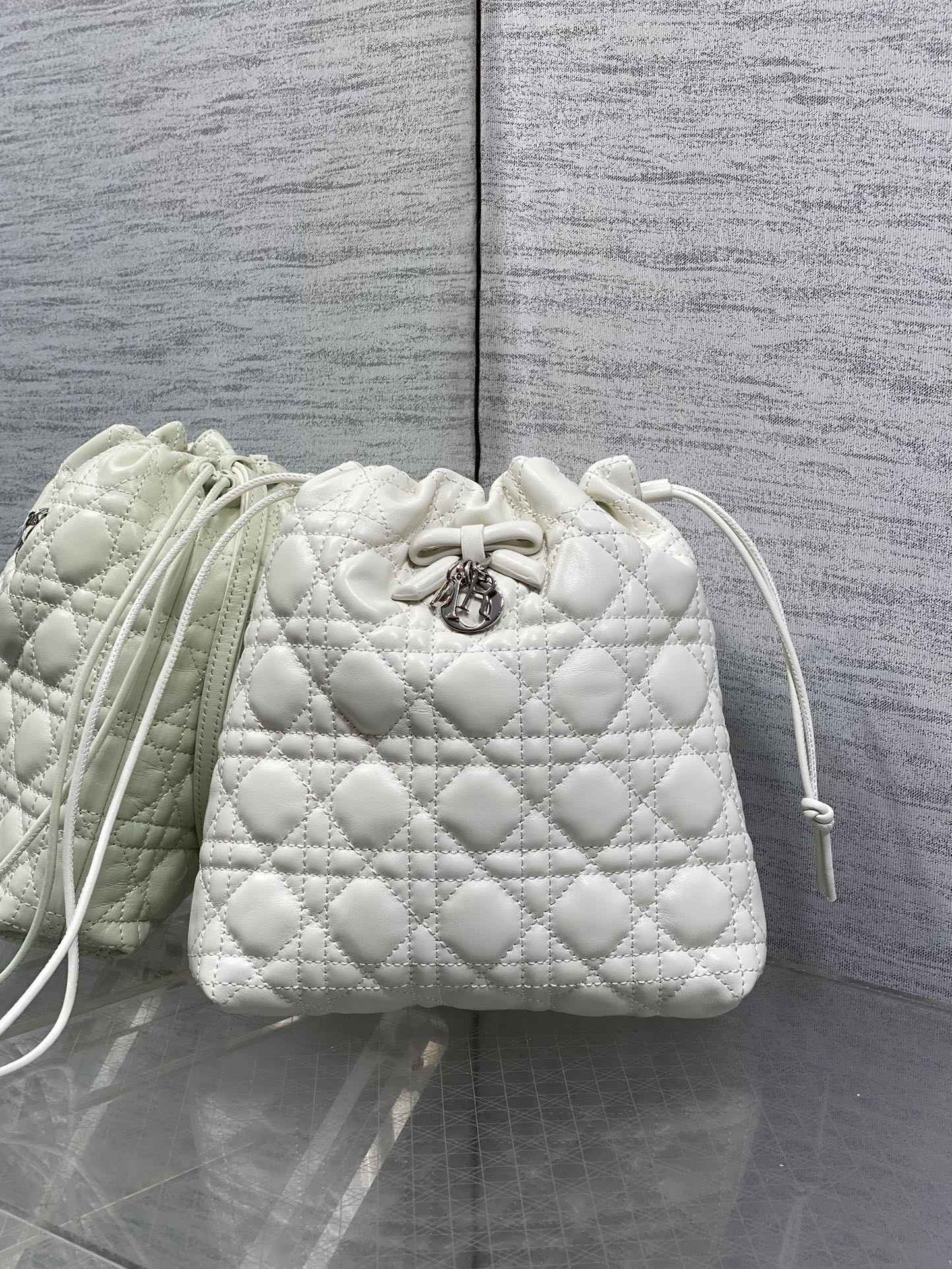 Dior Adiorable Mini Bucket Bag - S2611 - White Cannage Lambskin - Default Title - View 3