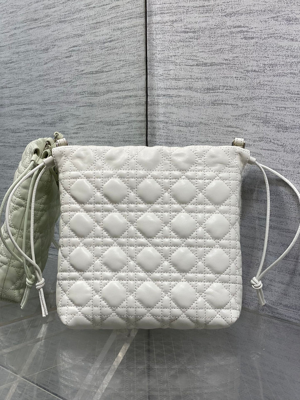 Dior Adiorable Mini Bucket Bag - S2611 - White Cannage Lambskin - Default Title - View 5