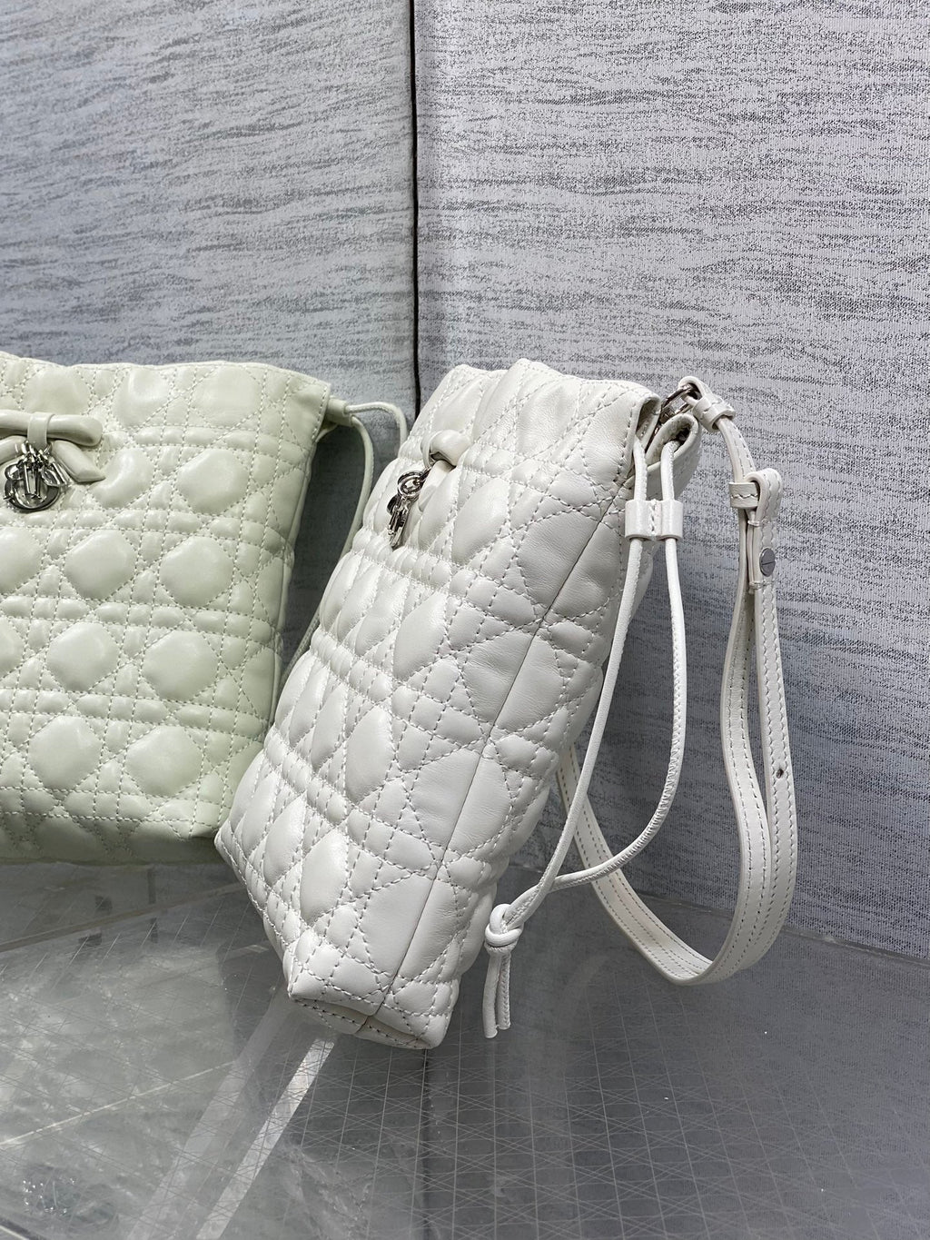 Dior Adiorable Mini Bucket Bag - S2611 - White Cannage Lambskin - Default Title - View 7