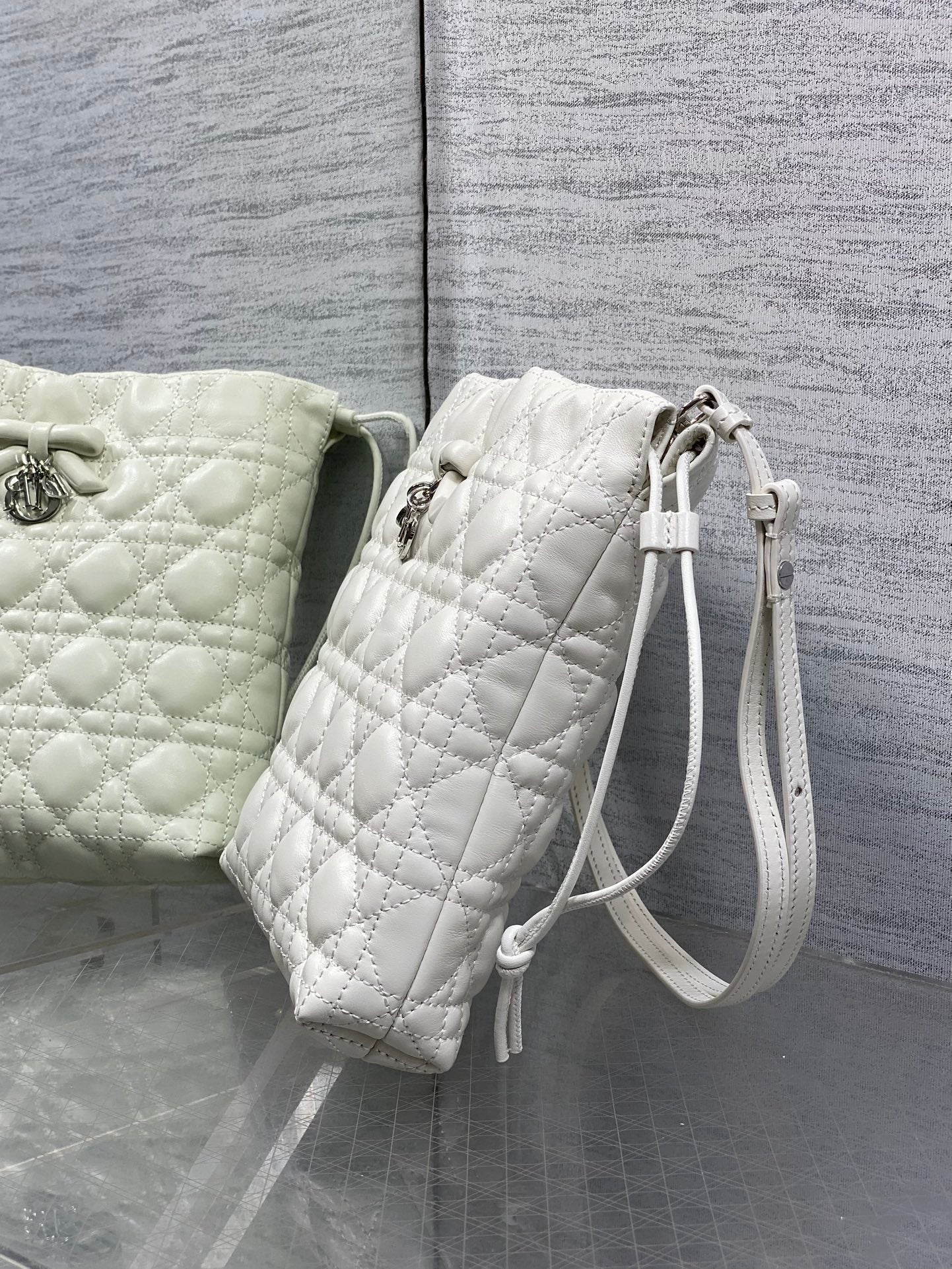 Dior Adiorable Mini Bucket Bag - S2611 - White Cannage Lambskin - Default Title - View 7