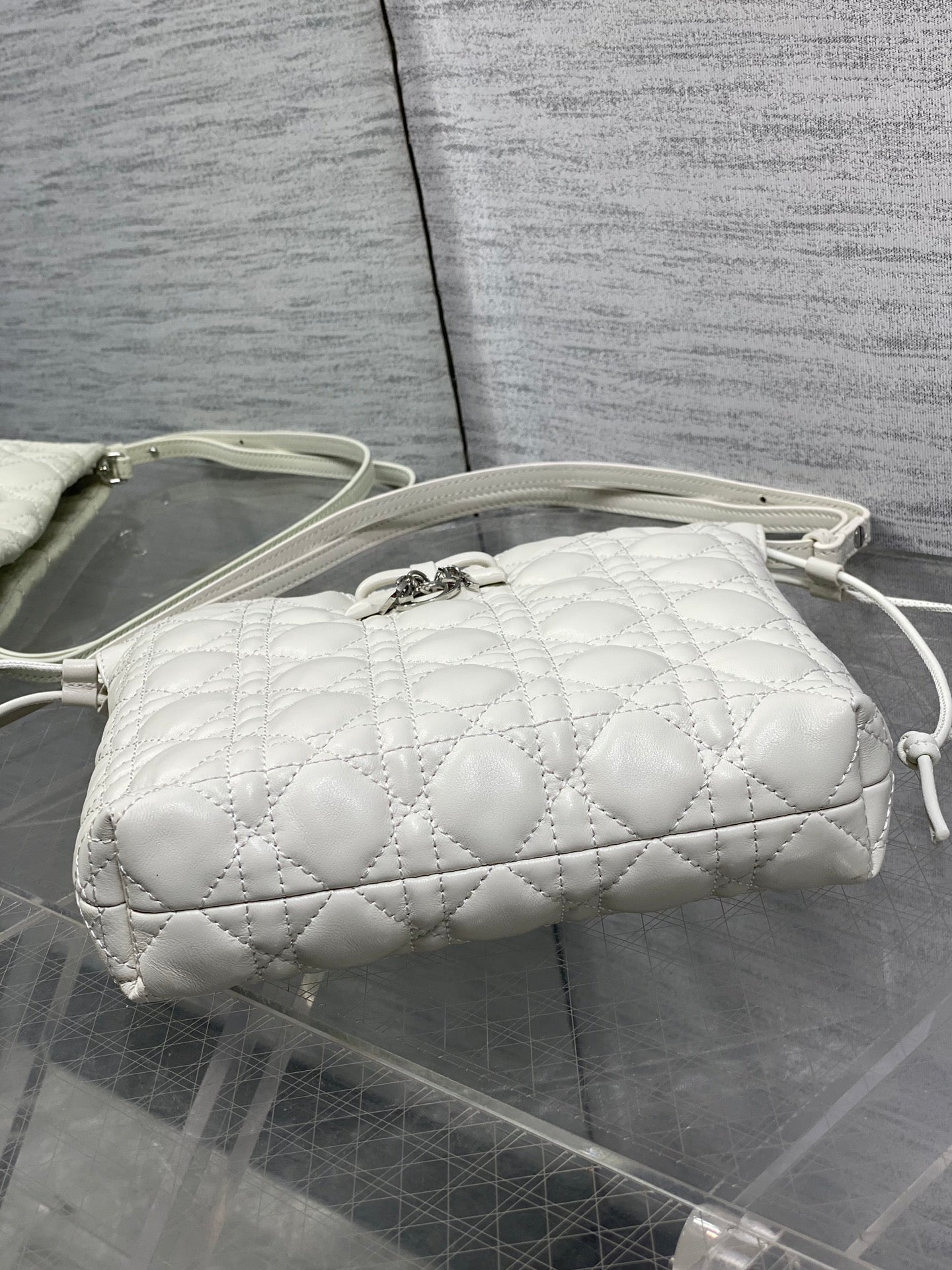 Dior Adiorable Mini Bucket Bag - S2611 - White Cannage Lambskin - Default Title - View 8