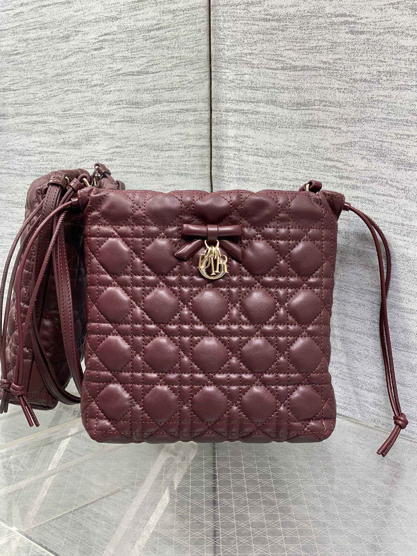 Dior Adiorable Mini Bucket Bag - S2611 - Wine Red Cannage Lambskin - Default Title - View 2