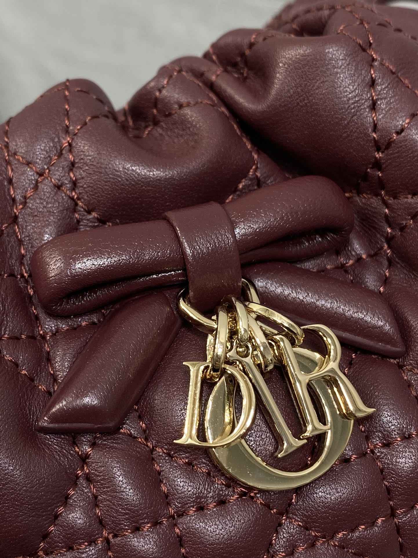 Dior Adiorable Mini Bucket Bag - S2611 - Wine Red Cannage Lambskin - Default Title - View 4