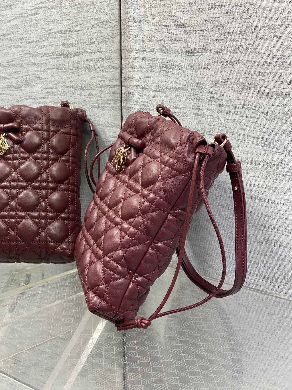 Dior Adiorable Mini Bucket Bag - S2611 - Wine Red Cannage Lambskin - Default Title - View 7