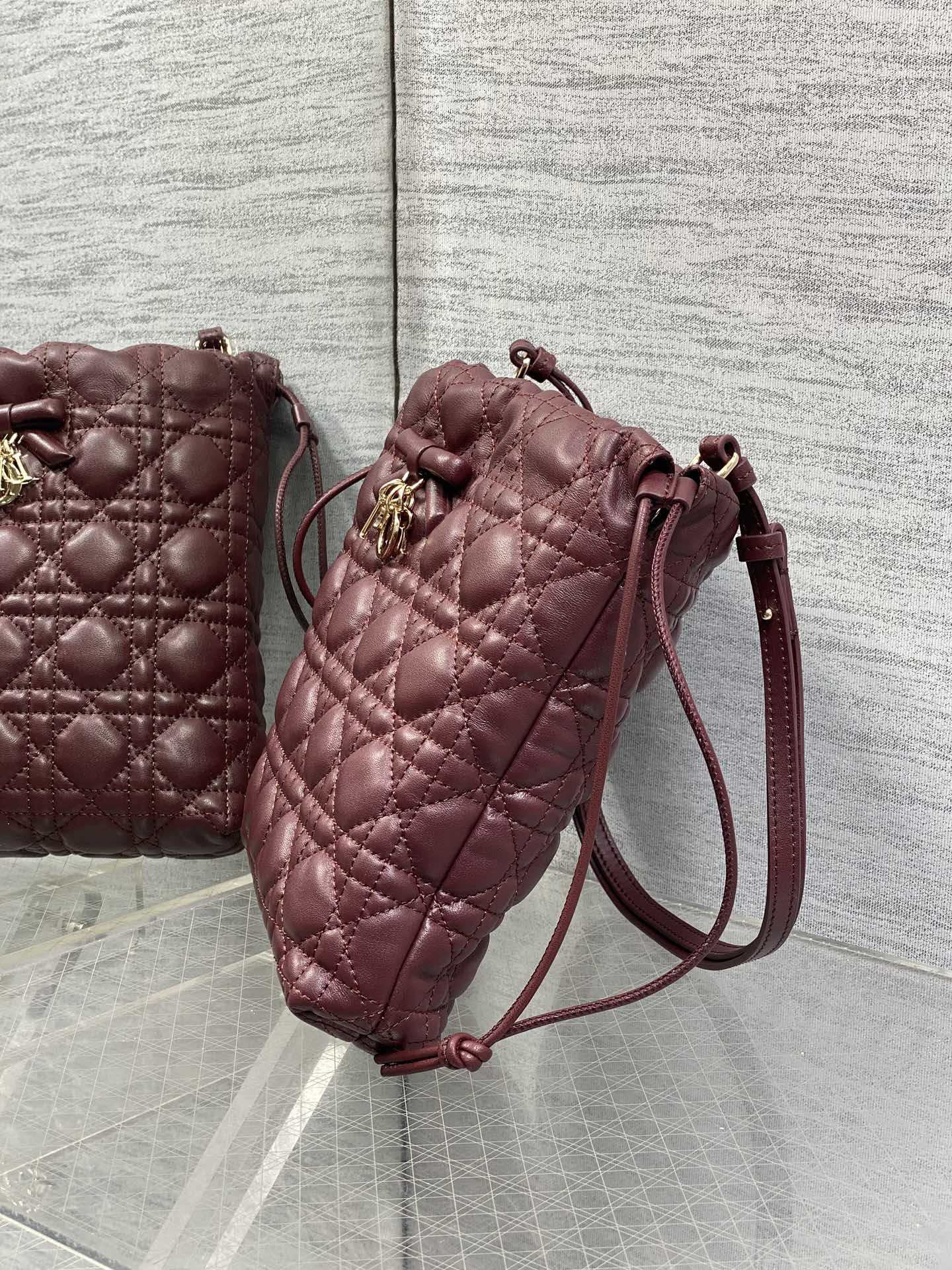 Dior Adiorable Mini Bucket Bag - S2611 - Wine Red Cannage Lambskin - Default Title - View 7