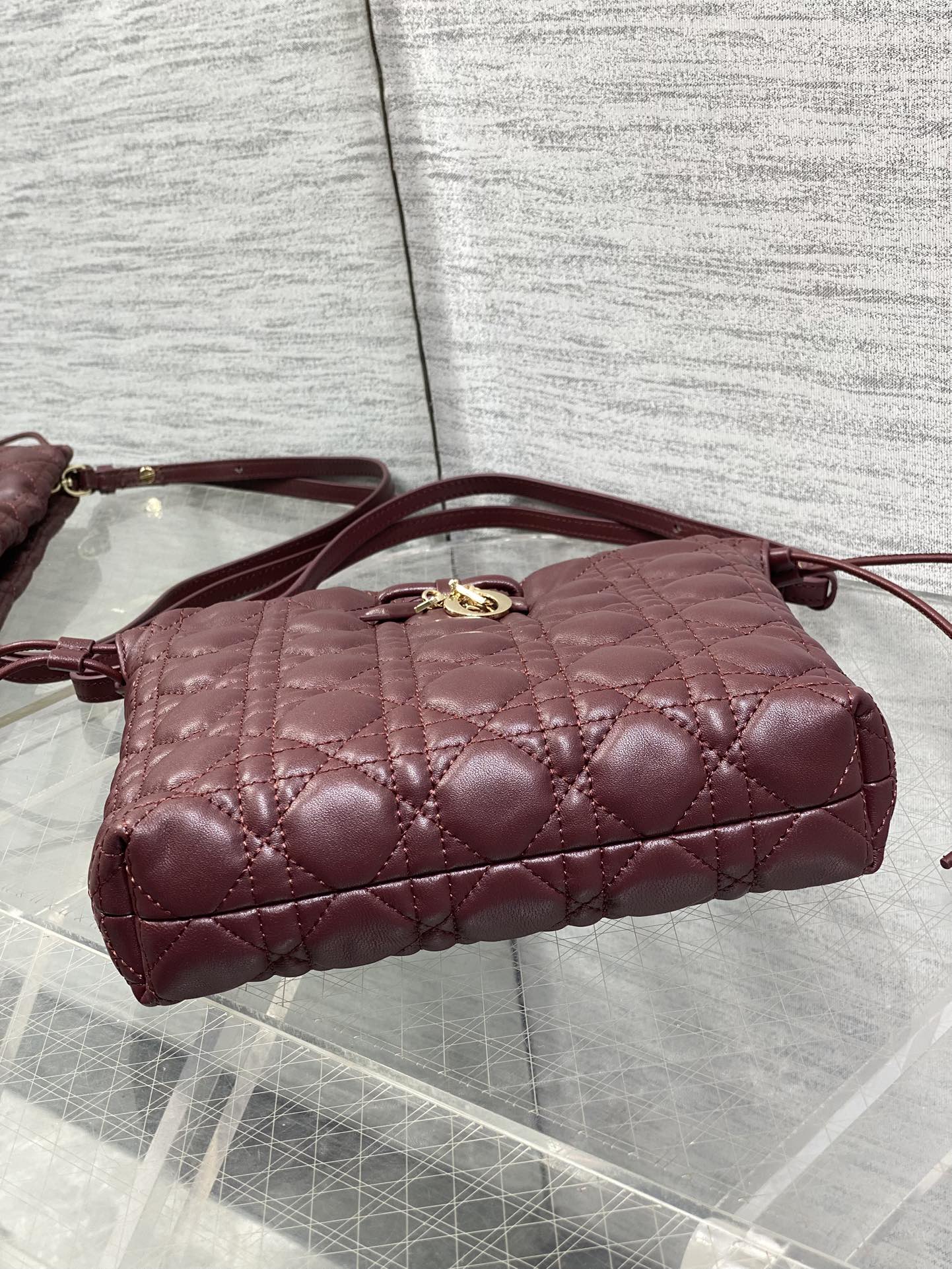 Dior Adiorable Mini Bucket Bag - S2611 - Wine Red Cannage Lambskin - Default Title - View 8
