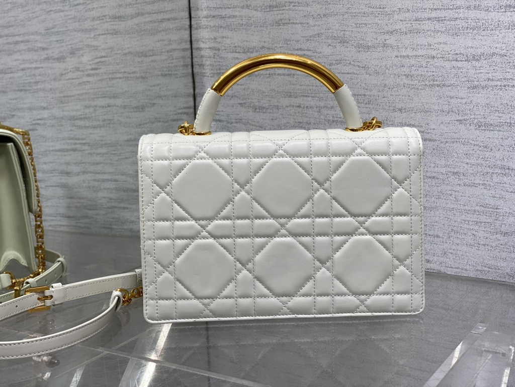 Medium Dior Ange Bag M4402 White Macrocannage Calfskin - Default Title - View 4
