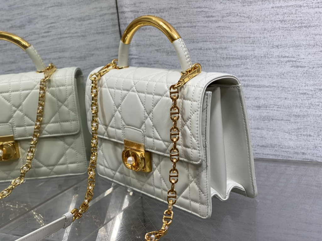 Medium Dior Ange Bag M4402 White Macrocannage Calfskin - Default Title - View 7